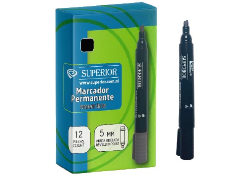 MARCADOR PERMANENTE NEGRO PUNTA BISELADA 5MM